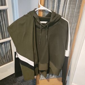 Olive and Black Hoodie with White Accents